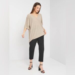 Size Small ZARA Rustic V Neck Oversized Top Tan